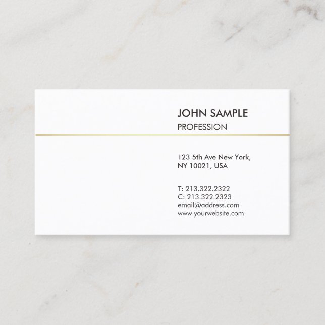 Minimalist Plain Modern Professional Elegant White Business Card (Front)