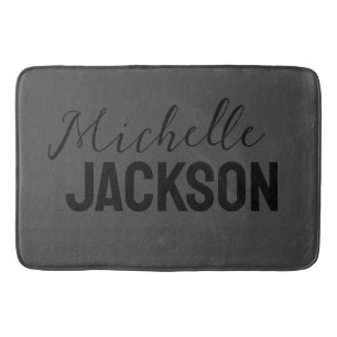 Minimalist Plain Modern Your Name Message Bath Mat