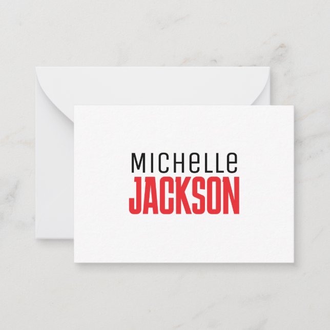Minimalist Plain Modern Your Name Message Card (Front)