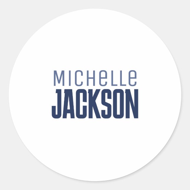Minimalist Plain Modern Your Name Message Classic Round Sticker (Front)