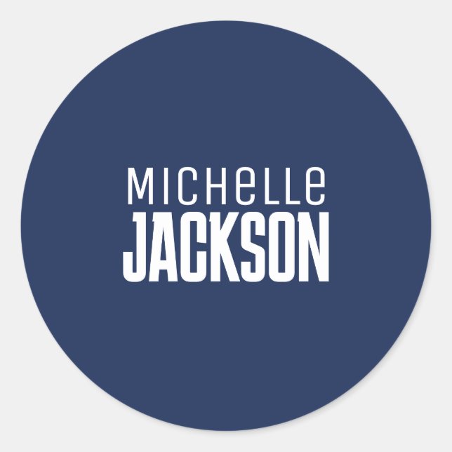 Minimalist Plain Modern Your Name Message Classic Round Sticker (Front)