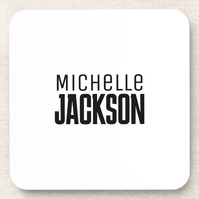 Minimalist Plain Modern Your Name Message Coaster (Front)