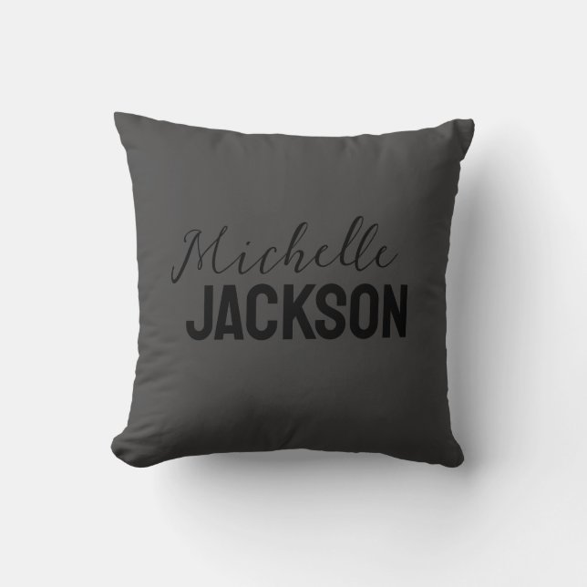 Minimalist Plain Modern Your Name Message Cushion (Front)