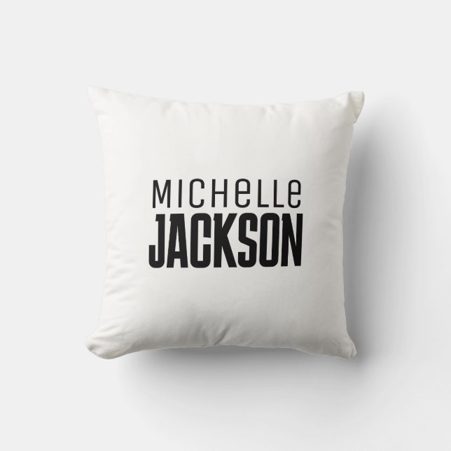 Minimalist Plain Modern Your Name Message Cushion (Front)