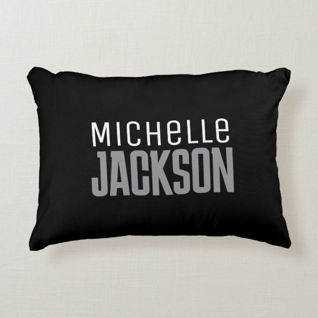 Minimalist Plain Modern Your Name Message Decorative Cushion (Front)