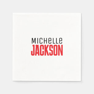 Minimalist Plain Modern Your Name Message Napkin