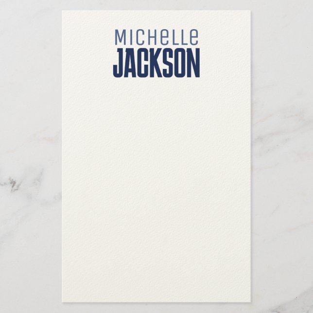 Minimalist Plain Modern Your Name Message Stationery (Front)