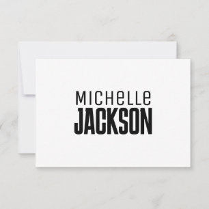 Minimalist Plain Modern Your Name Message Thank You Card