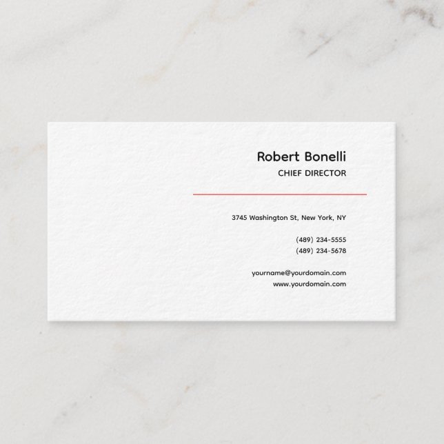 Minimalist Plain Red Black White Modern  Business Card (Front)