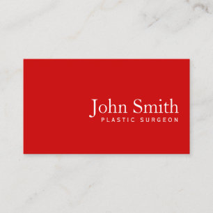 Minimalist Plain Red Plastic Surgeon Business Card