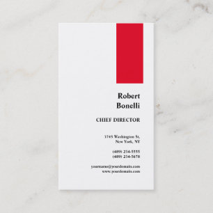 Minimalist Plain Red White Modern Business Card