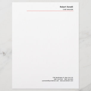 Minimalist Plain Red White Modern Custom Letterhead