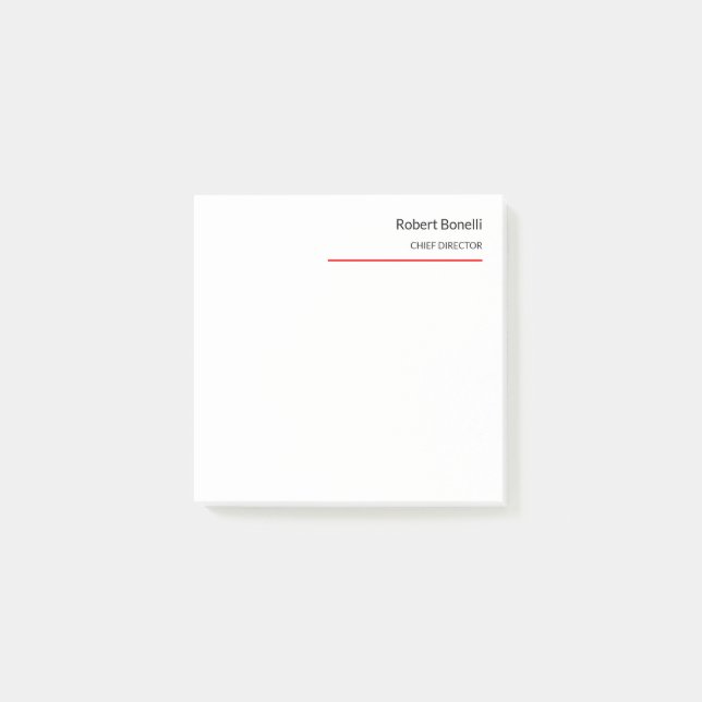 Minimalist Plain Red White Modern Post-it Notes (Front)