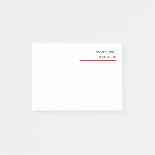 Minimalist Plain Red White Modern Post-it Notes (Front)