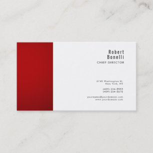 Minimalist Plain Red White Modern Standard Size Business Card