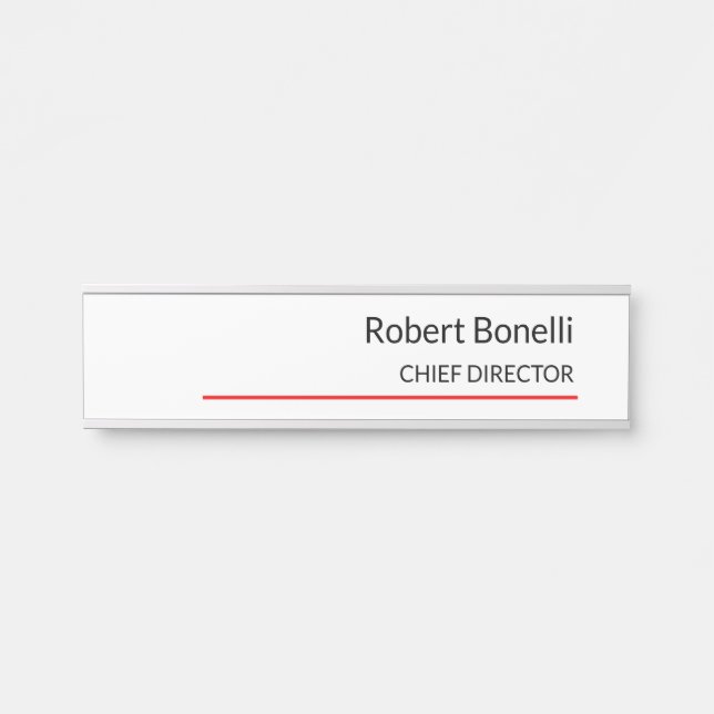 Minimalist Plain Red White Modern Standard Size Door Sign (Front)