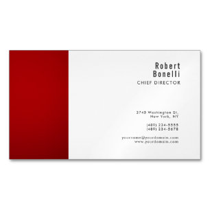 Minimalist Plain Red White Modern Standard Size Magnetic Business Card
