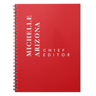 Minimalist Plain Red & White Professional Modern Notebook
