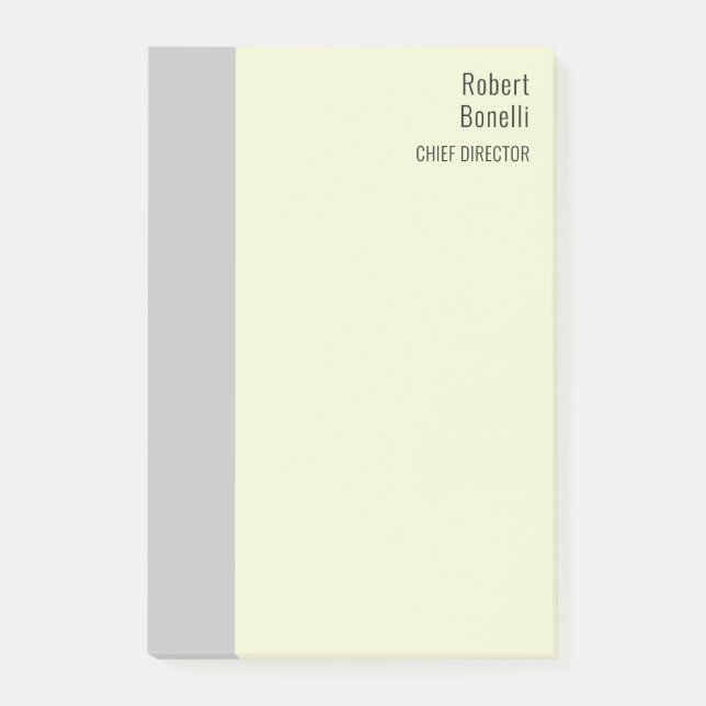 Minimalist Plain Signature Cream Grey Modern Post-it Notes (Front)