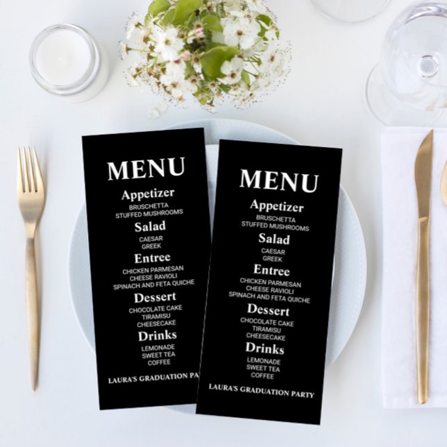 Minimalist Plain Simple Graduation Party Food Menu (Creator Uploaded)