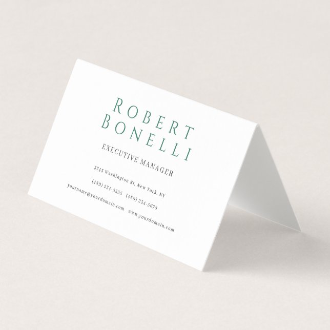 Minimalist Plain Simple White Modern Lovely Linen Business Card (Front)
