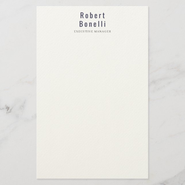 Minimalist Plain Simple White Modern Professional Stationery (Front)