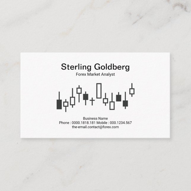 Minimalist Plain Stock Exchange Graph Forex Dealer Business Card (Front)