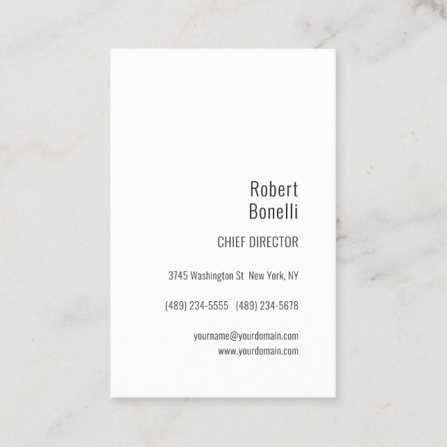 Minimalist Plain White Grey Modern Business Card (Front)