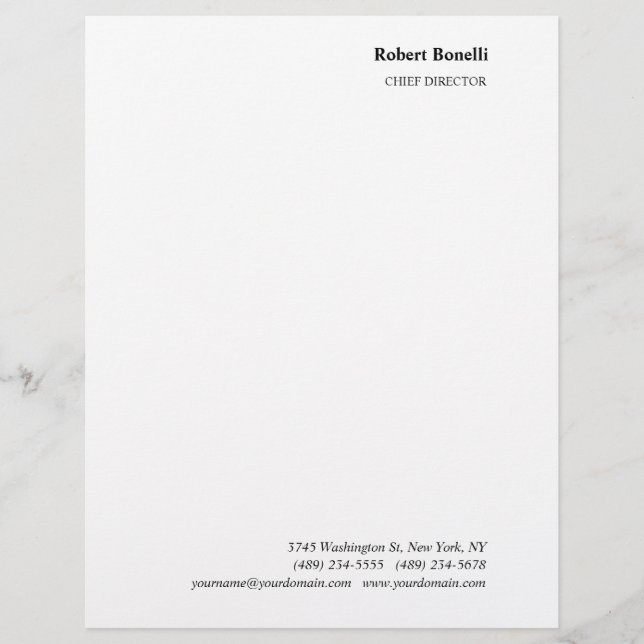 Minimalist Plain White Modern Custom Letterhead (Front)