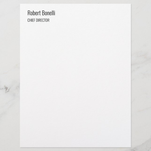 Minimalist Plain White Modern Custom Letterhead (Front)