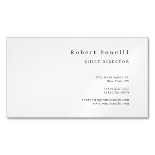 Minimalist Plain White Modern Magnetic Business Card