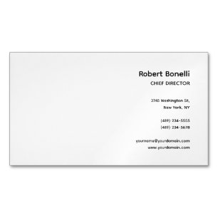 Minimalist Plain White Modern Magnetic Business Card