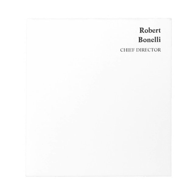 Minimalist Plain White Modern Notepad (Front)