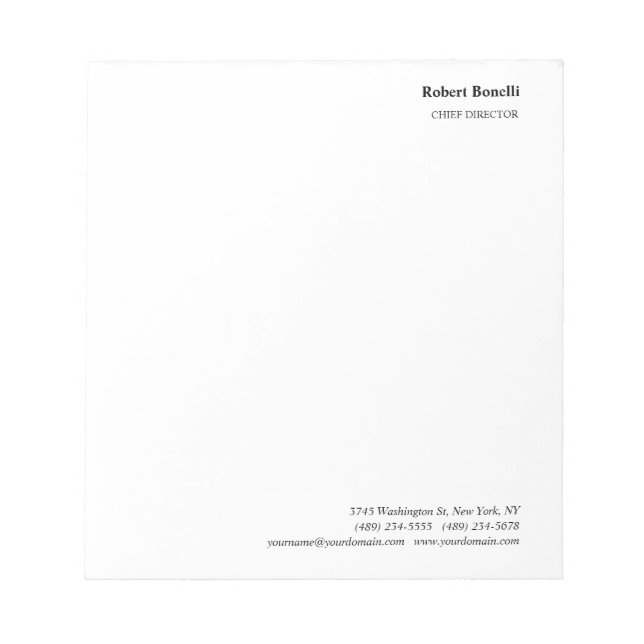 Minimalist Plain White Modern Notepad (Front)