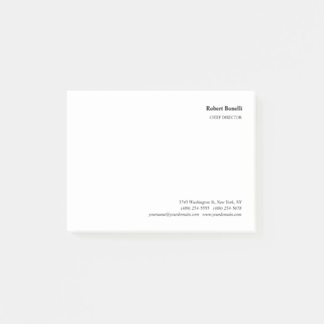 Minimalist Plain White Modern Post-it Notes (Front)