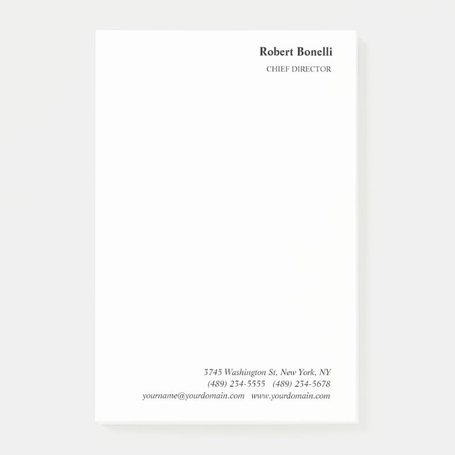 Minimalist Plain White Modern  Post-it Notes (Front)
