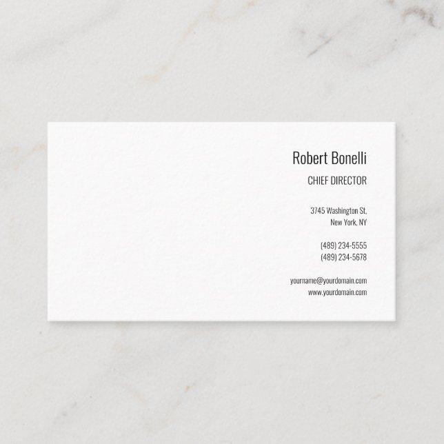 Minimalist Plain White Modern Standard Size Business Card (Front)