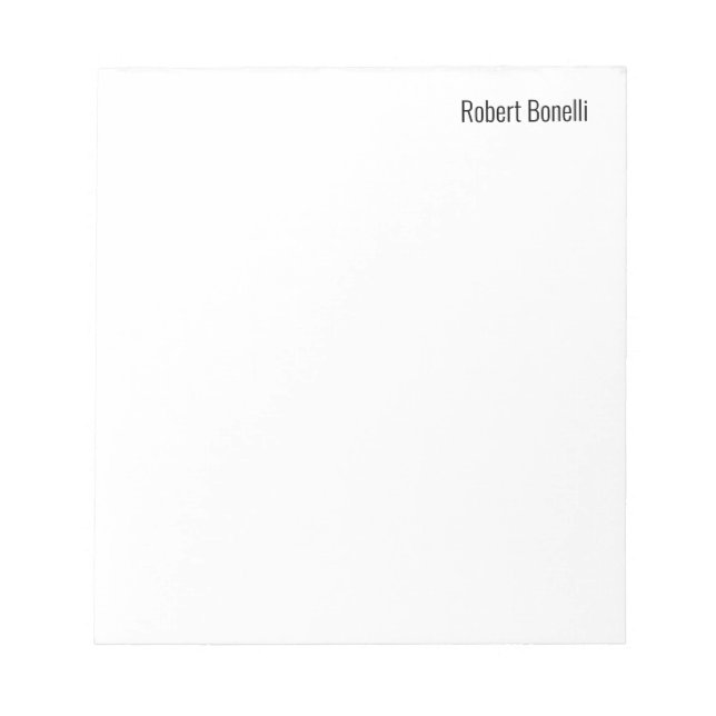 Minimalist Plain White Modern Standard Size Notepad (Front)