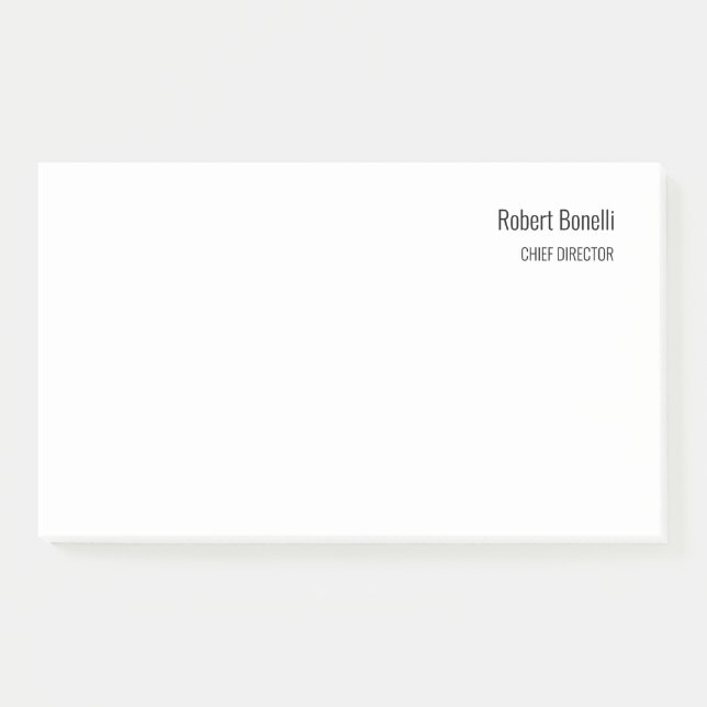 Minimalist Plain White Modern Standard Size Post-it Notes (Front)