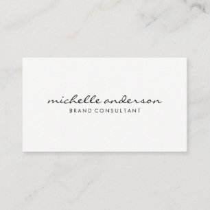 Minimalist Plain White with Cursive Text Business Card