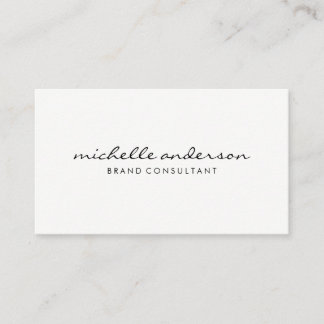 Minimalist Plain White with Cursive Text Business Card