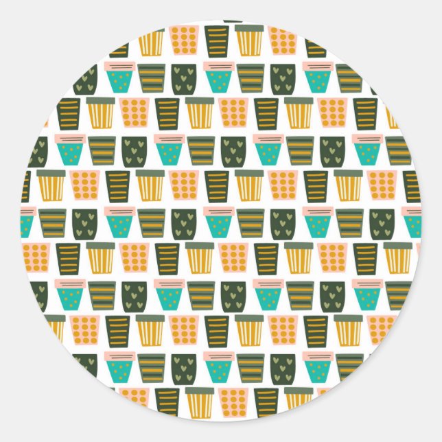 Minimalist Plant Art Classic Round Sticker (Front)