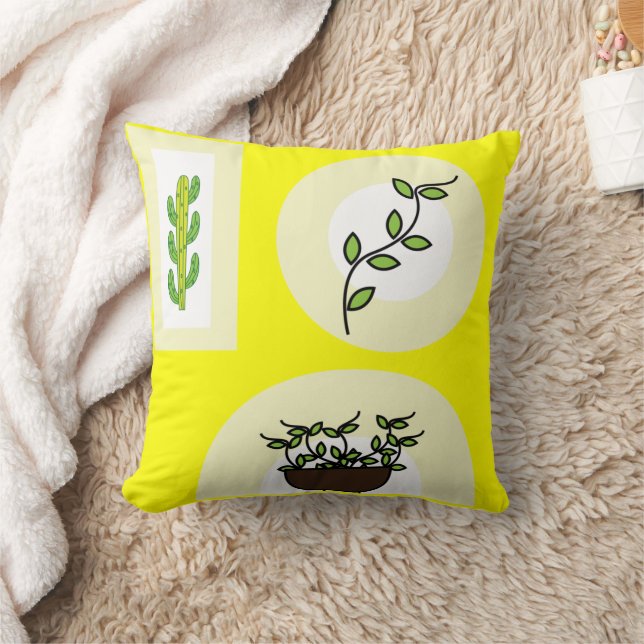 Minimalist Plant Art Throw Pillow (Blanket)