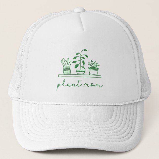 Minimalist Plant Mum Cute Plant Lover Trucker Hat (Front)