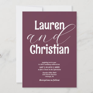 Minimalist  Plum Modern Scripture Wedding Invitation