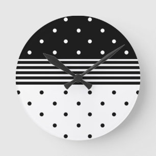 Minimalist Polka Dot & Striped Wall Clock