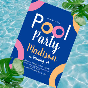 Minimalist Pool Party Birthday Invitation