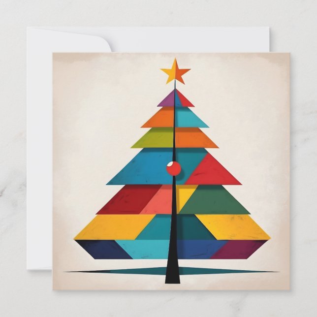 Minimalist Pop Art Geometric Christmas Tree Holiday Card (Front)