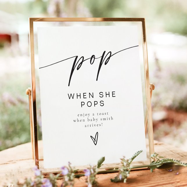 Minimalist Pop When She Pops Champagne Favour Poster (Creator Uploaded)