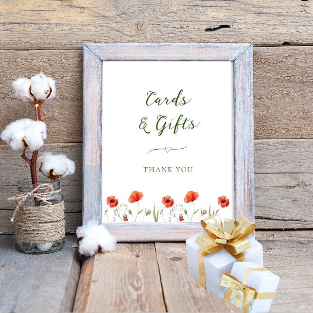 Minimalist Poppies Cards & Gifts Wedding Sign (Find coordinating products in the Modern Minimalist Poppies Wedding Collection)